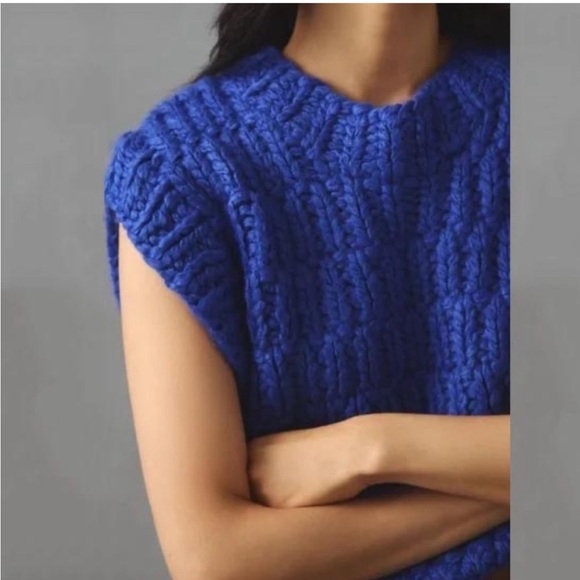 Anthropologie English Factory Chunky Knit Oversized Sweater Vest - Picture 4 of 11